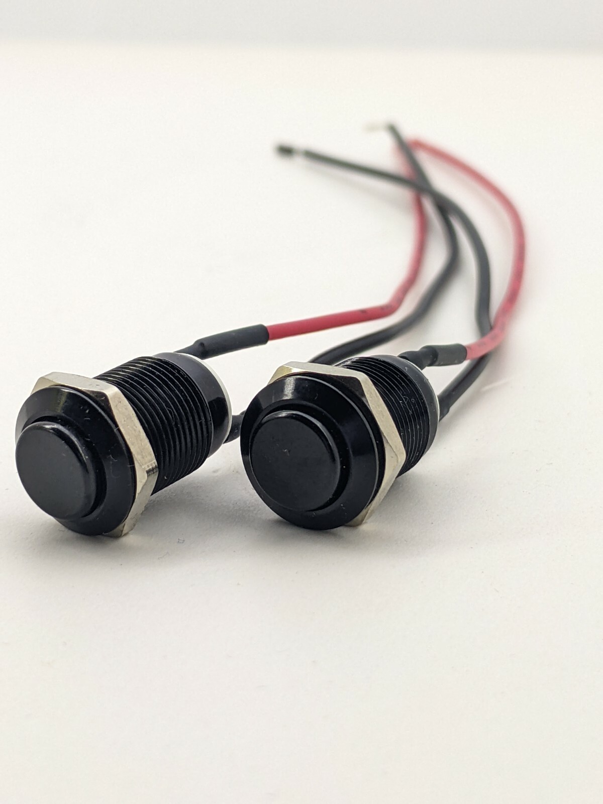 12 MM Push Button High Head Black Momentary Switch with 6 inches 2 wires 5-24 V