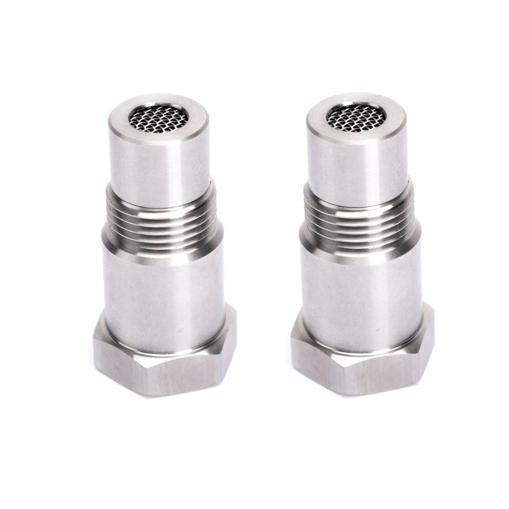 Lot of 2 Stainless Steel Threaded Adapters w/ Mesh Screen, Silver