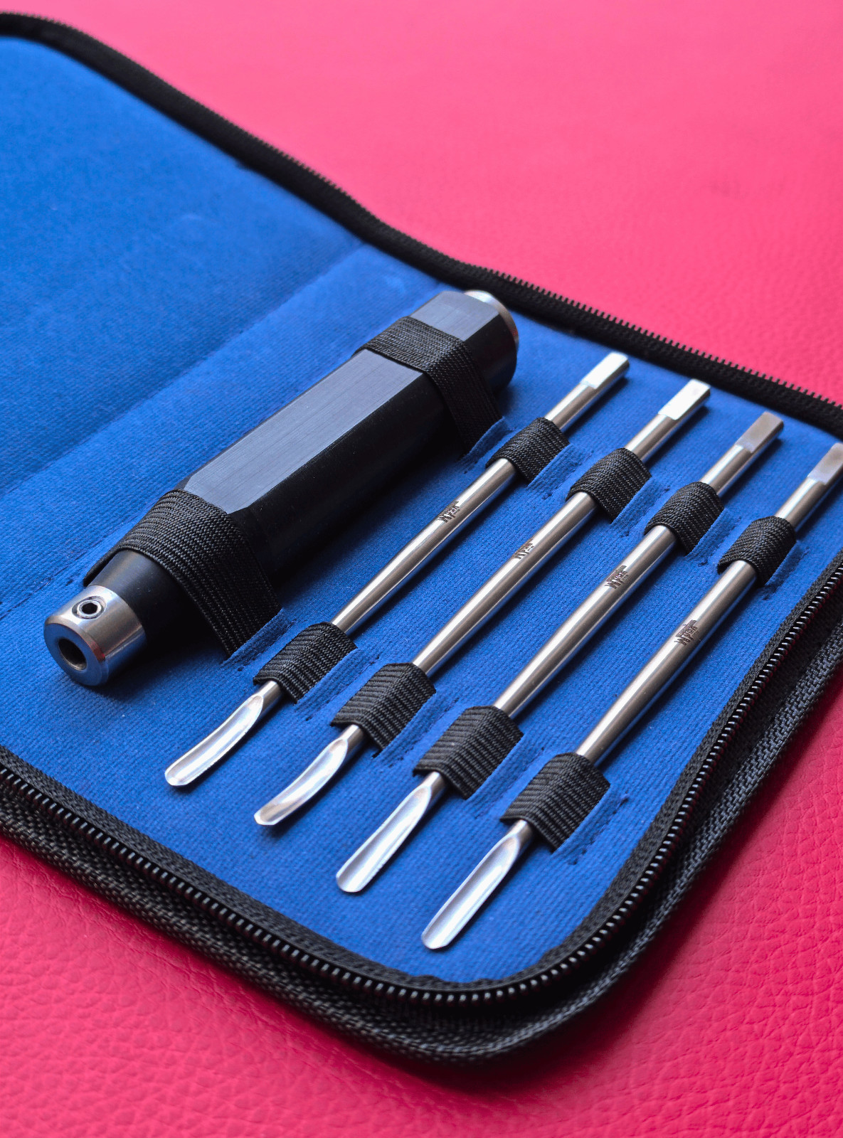 Interchangeable Teflon Mallet Head Straight and Curved Elevator Set (4mm & 5mm)