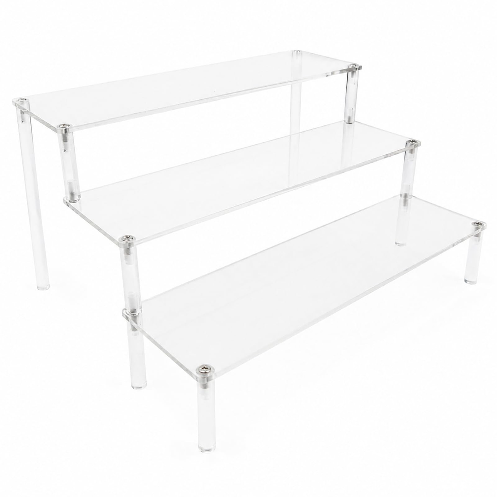 Clear 3 Tier Acrylic Tabletop Display Risers for Figures, Cosmetics & Home Decor