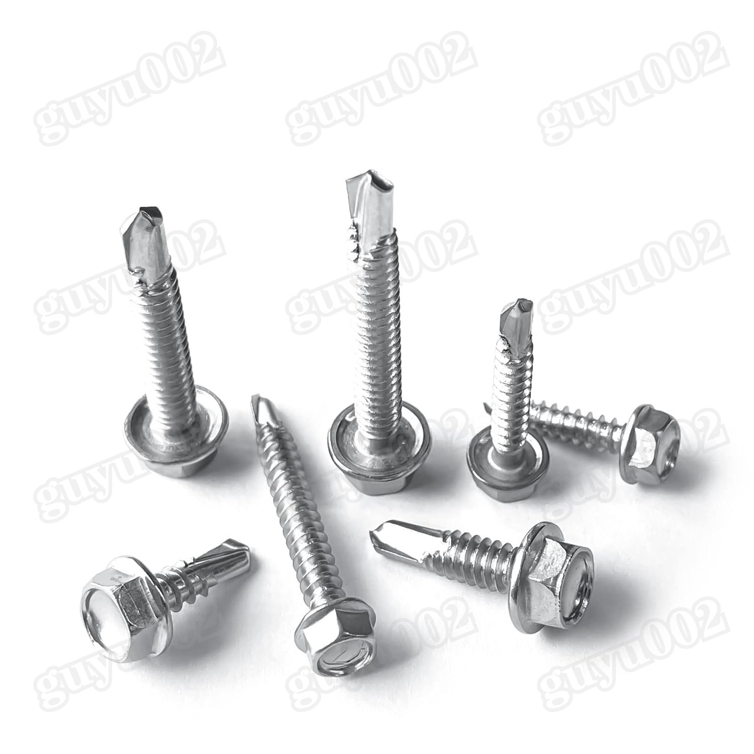 390pcs Hex Washer Head Self Drilling Sheet Metal Tek Screws 410 Stainless Steel