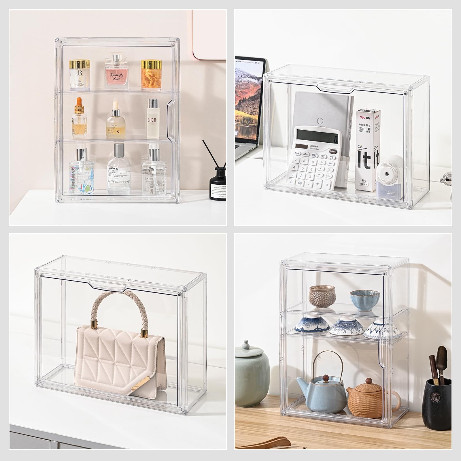 3 Tier Clear Display Case for Figures, Wall-Mounted Acrylic Storage Organizer Bo