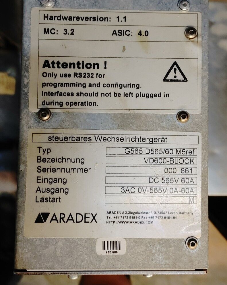 ARADEX G565 D565/60 M5REF-VD600-BLOCK DRIVE 565VDC 60A QUANTITY!! WOW!!