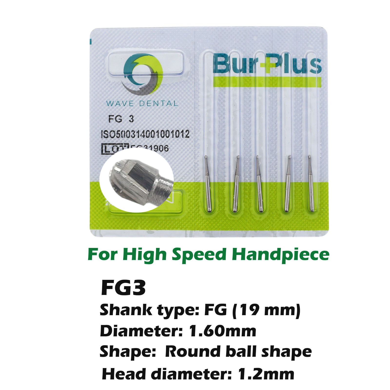 WAVE Dental Carbide Burs Round FG 1/4 1/2 2 4 6 8 Prima For High Speed Handpiece