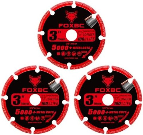 FOXBC 3 Inch Diamond Cut Off Wheel with 5000+ Metal Cutting on Rebar, Stainle…