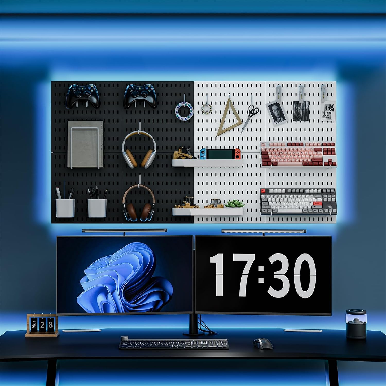 Pegboard Combination Kit, 25.2″ X 25.2″ Wall Mounted Storage Set with 4 Pegboard