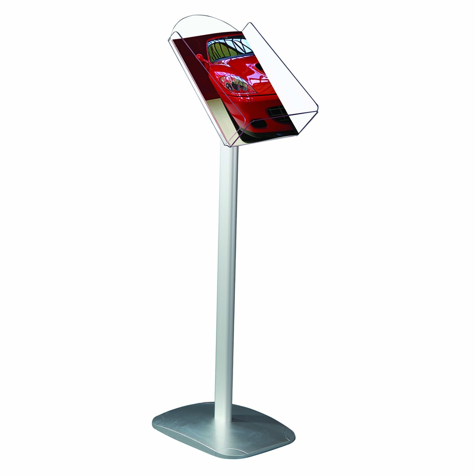 Free Standing Advertising Brochure Sign Holder Stand 8.5×11 Inch Silver Aluminum