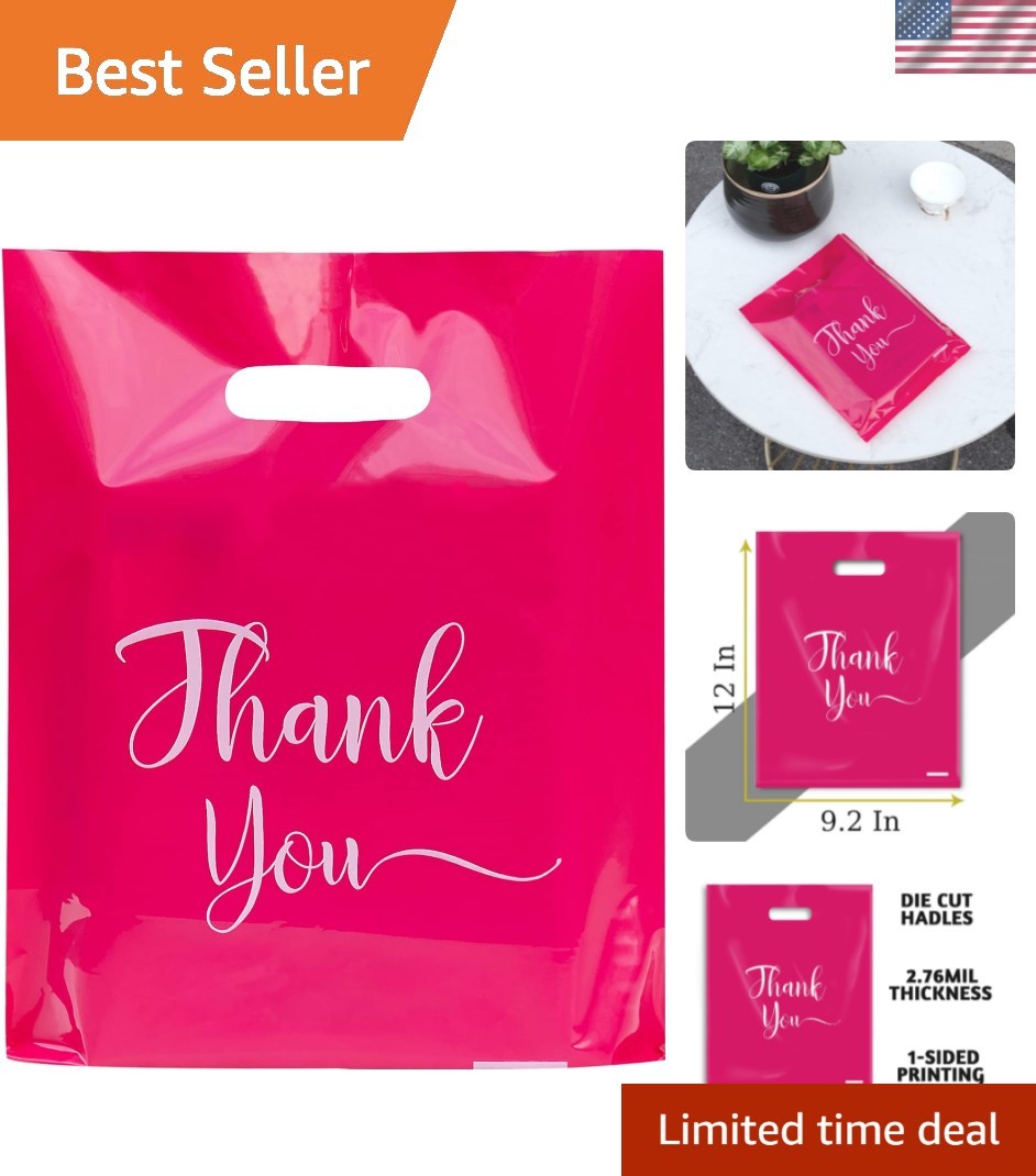 Thank You Bags, 100 Pack Bulk Plastic, Merchandise Bags for Packaging Product…