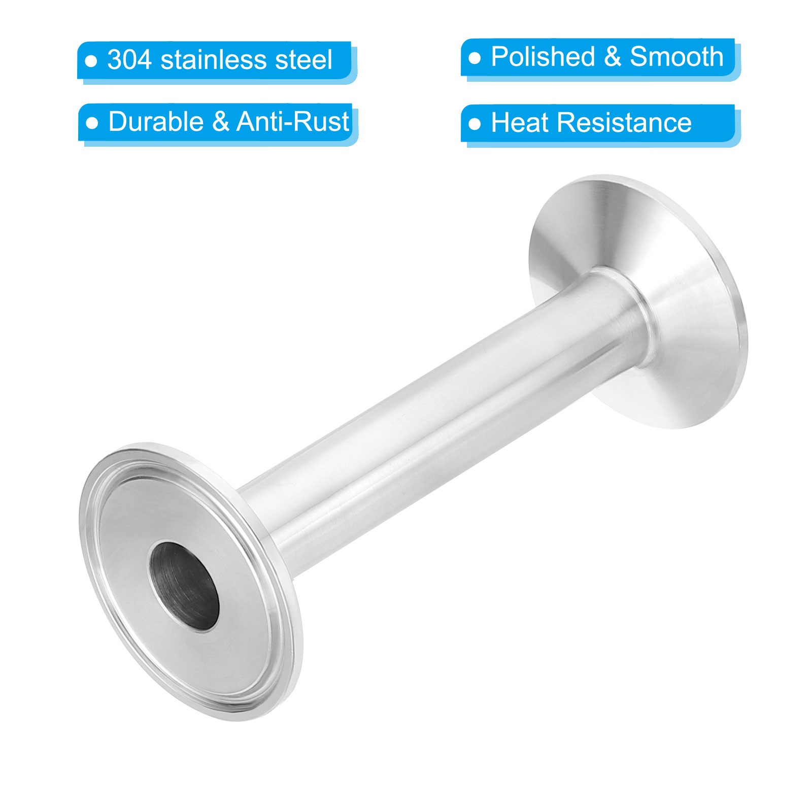 3/4 in OD Tri Clamps Tube Spool Tube with 2 in Clamp Ends Stainless Steel 100mm