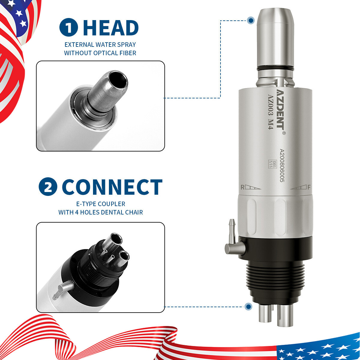 AZDENT Dental Slow Low Speed Handpiece Kit/Composite Polishing Kit RA HP Bur