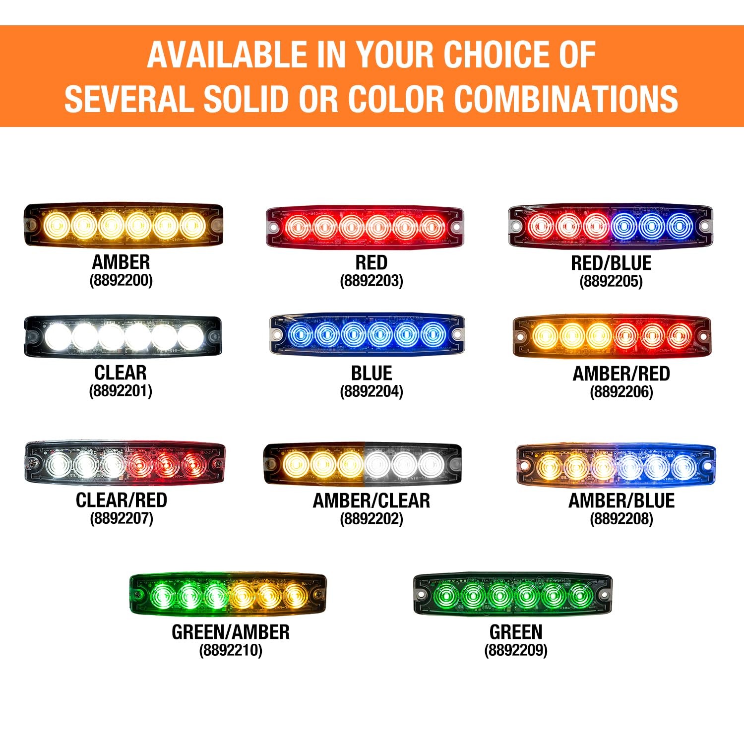 5 Inch Ultra Thin Amber Clear LED Strobe Light Waterproof 23 Flash Patterns