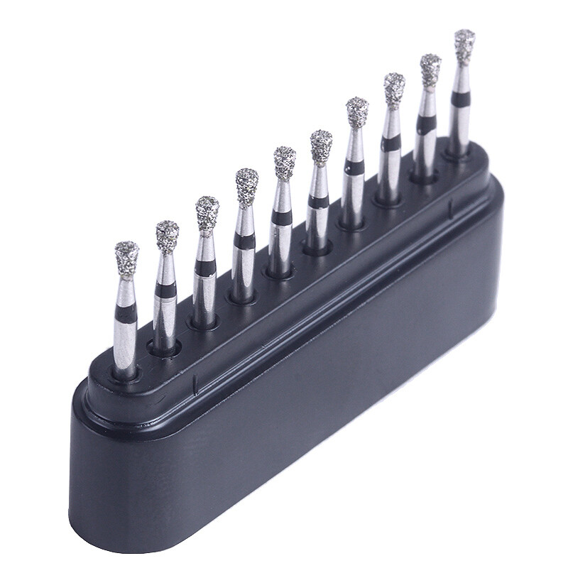 10pc/Kit Dental Diamond Bur Tips Set Drills Burs fit High Speed Handpiece AZDENT