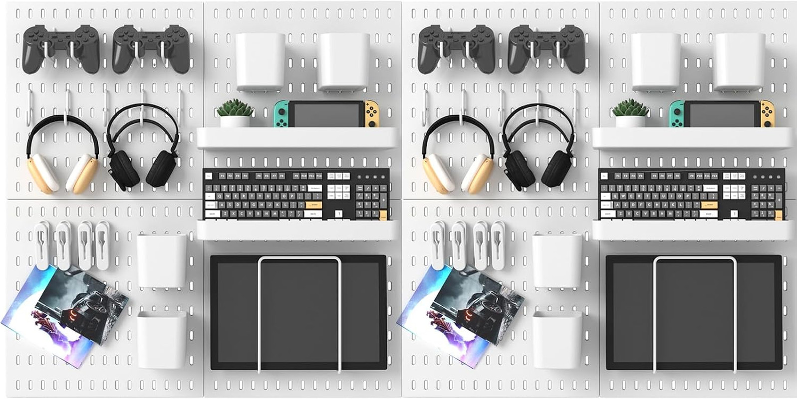 Pegboard Combination Kit, 25.2″ X 25.2″ Wall Mounted Storage Set with 4 Pegboard