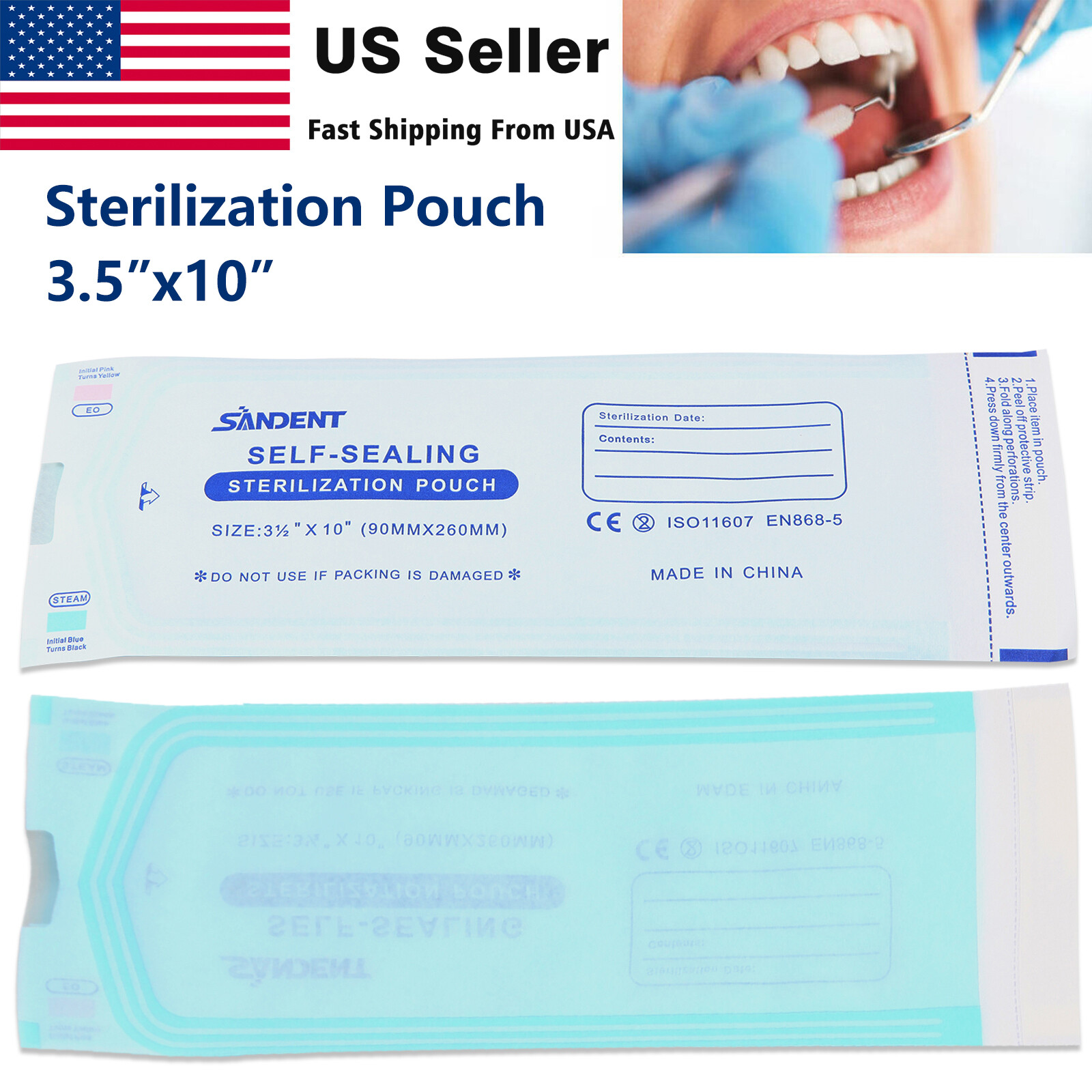 200 Self Sterilization Pouches Pouch Autoclave Sterilizer Bag Dental Tattoo Nail