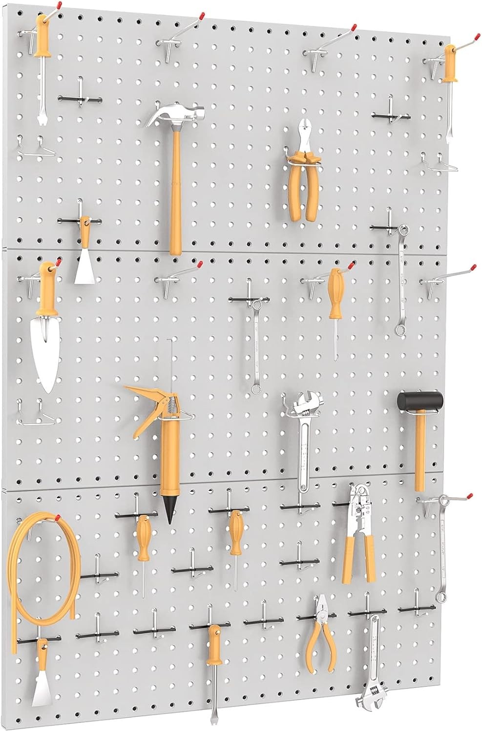3 Pack 12×24 Inch Metal Pegboard Panels Grey Garage Tool Storage