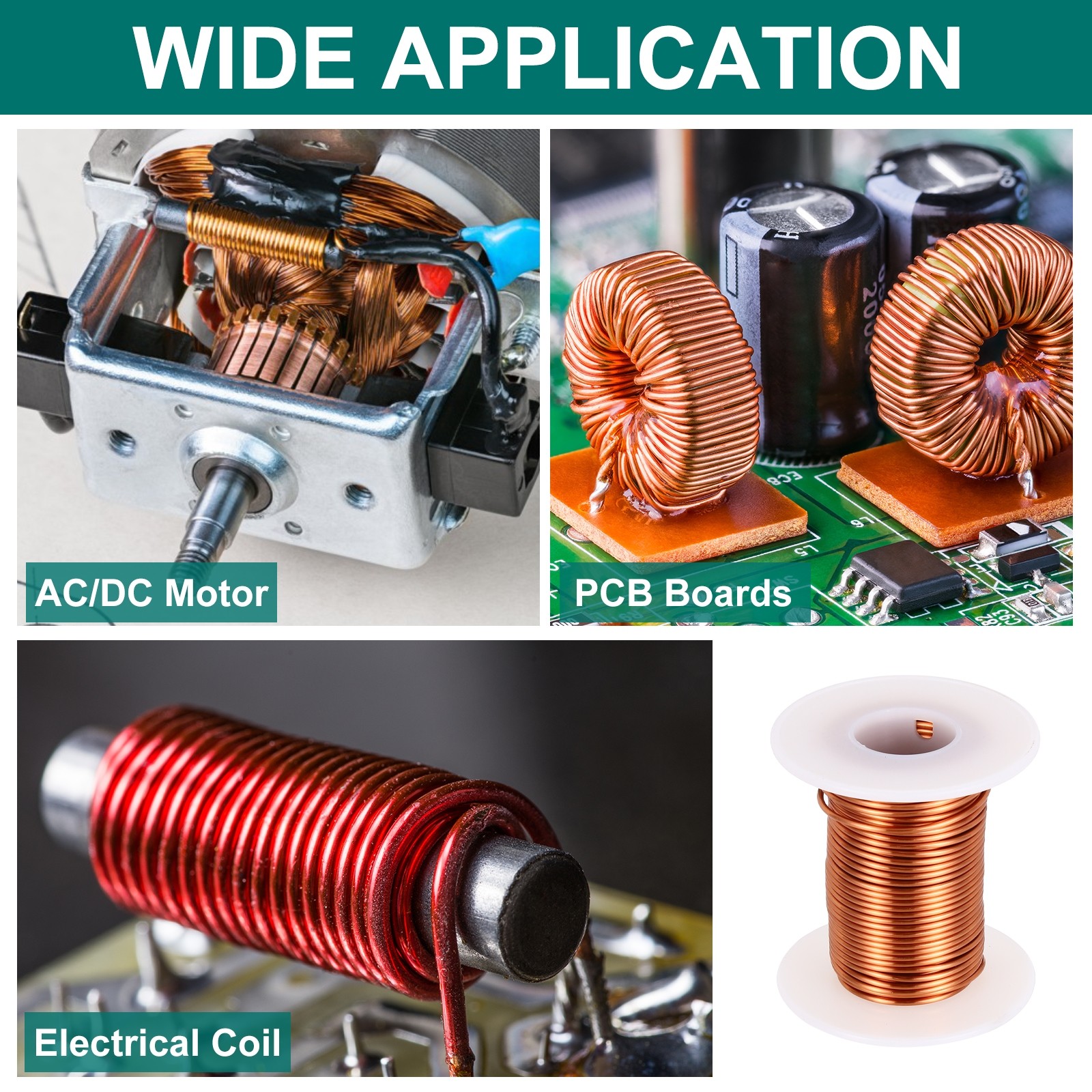 16 AWG Magnet Wire, 4 OZ/113.2g Enameled Copper Wire, 155C(311F)