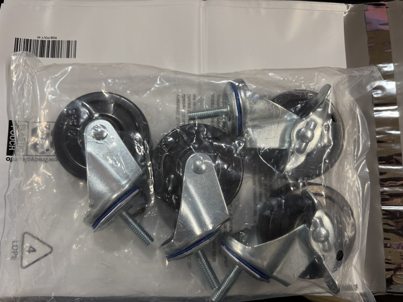 4 Pack Seville 76.2x25mm Swivel Casters 3×1 Inch 2 Locking for Shelving 800LBS