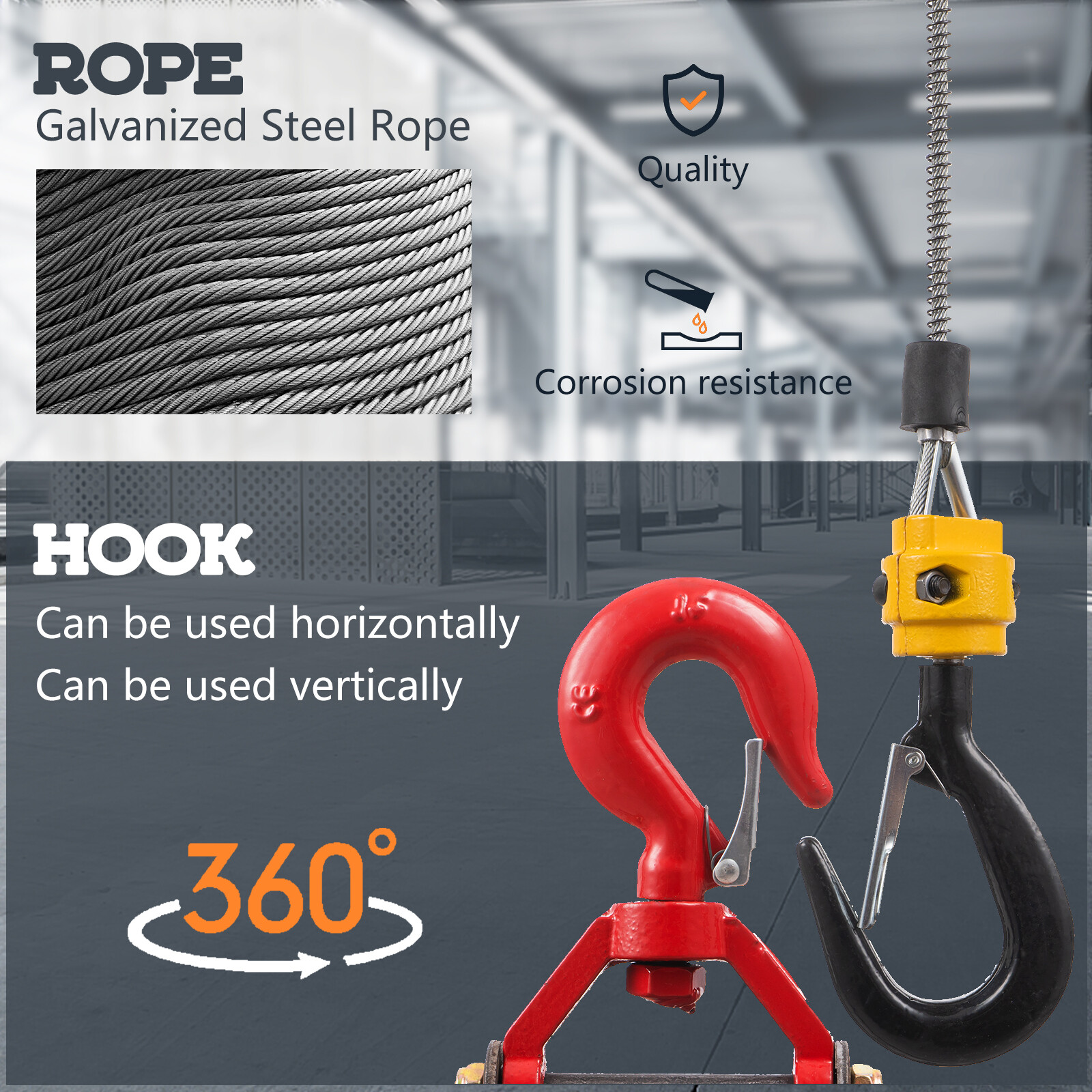 Electric Hoist Winch 3 in 1 Portable Crane 1100lbs Wired/Wireless Remote Control