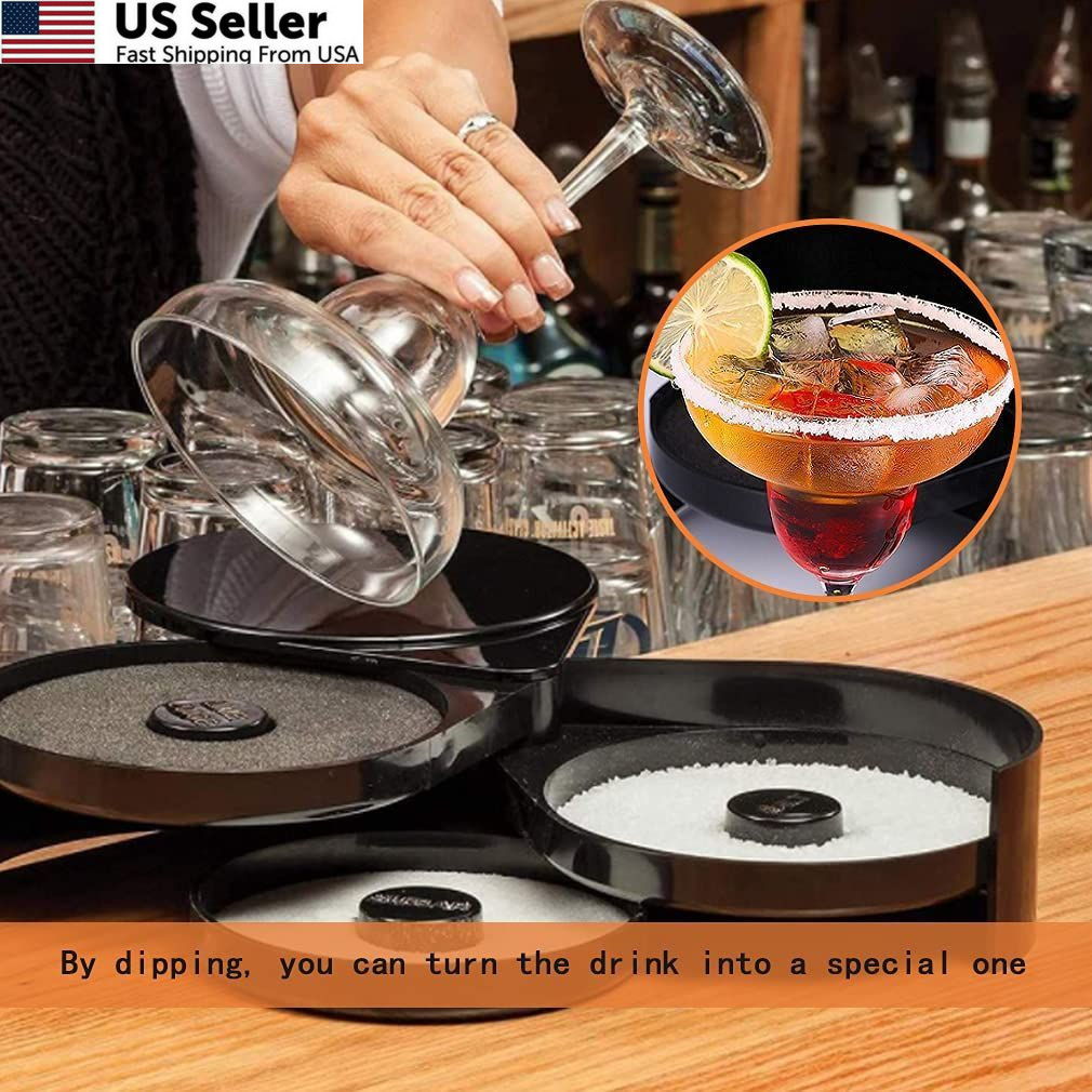1 Pack 3 Tier Bar Glass Rimmer for Margarita Salt Rimmer-Plastic*1, Black