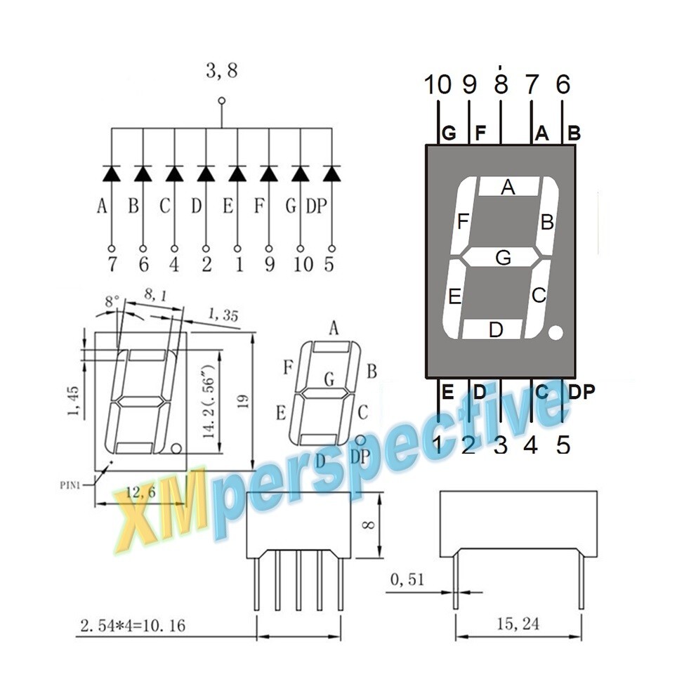 20pcs 7 segment Common Cathode 1 Bit Digital Tube 0.56″ Red LED Display