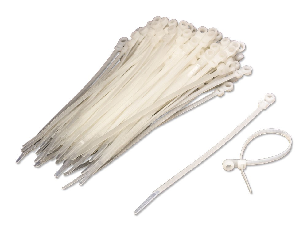 8 Inch Mount Head Screw Cable Wire Zip Tie 50 lbs Natural White 200 Pack Lot Pcs