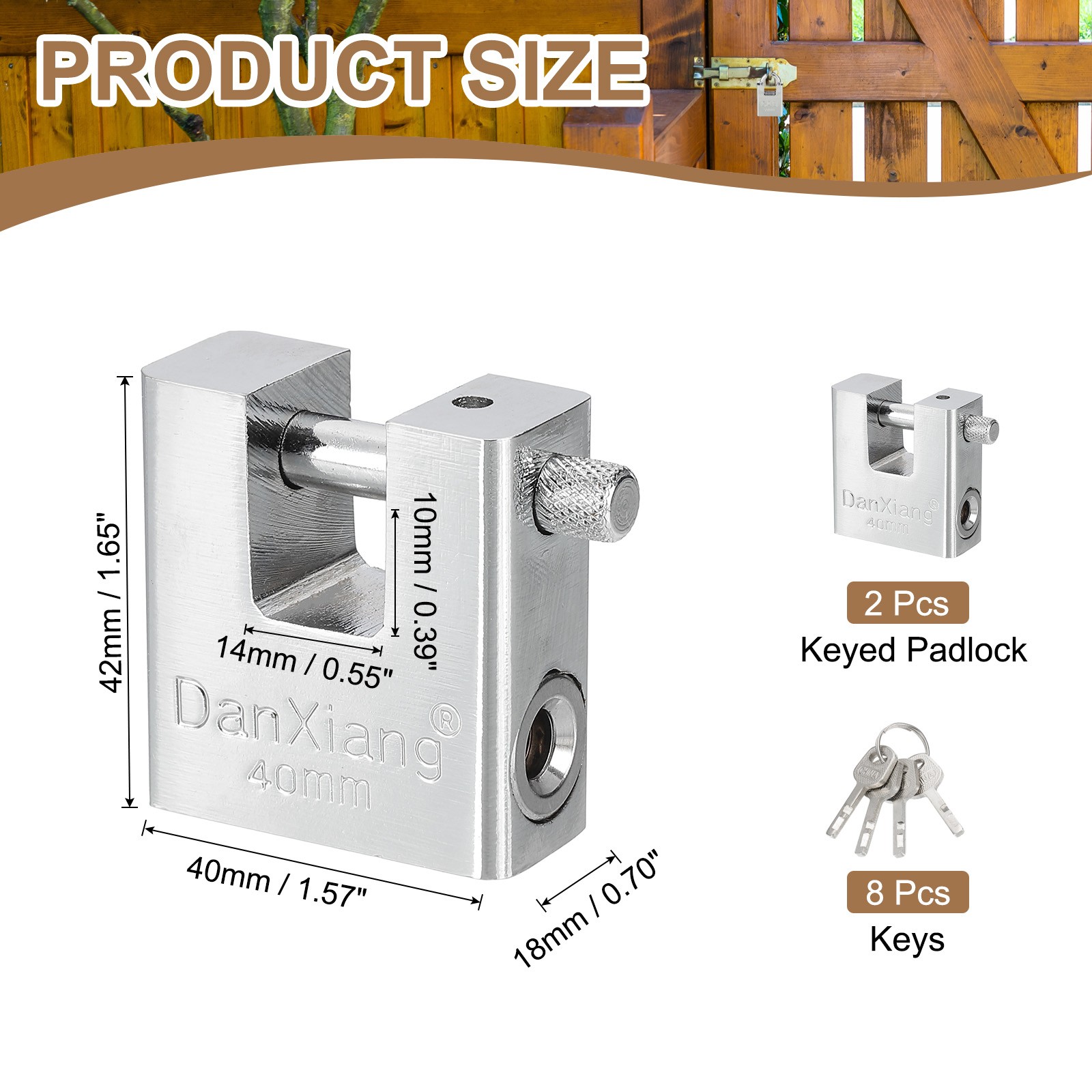 2Pcs 1.6″ High Security Padlock Steel D-Shaped Heavy Duty Locks 4 Keys