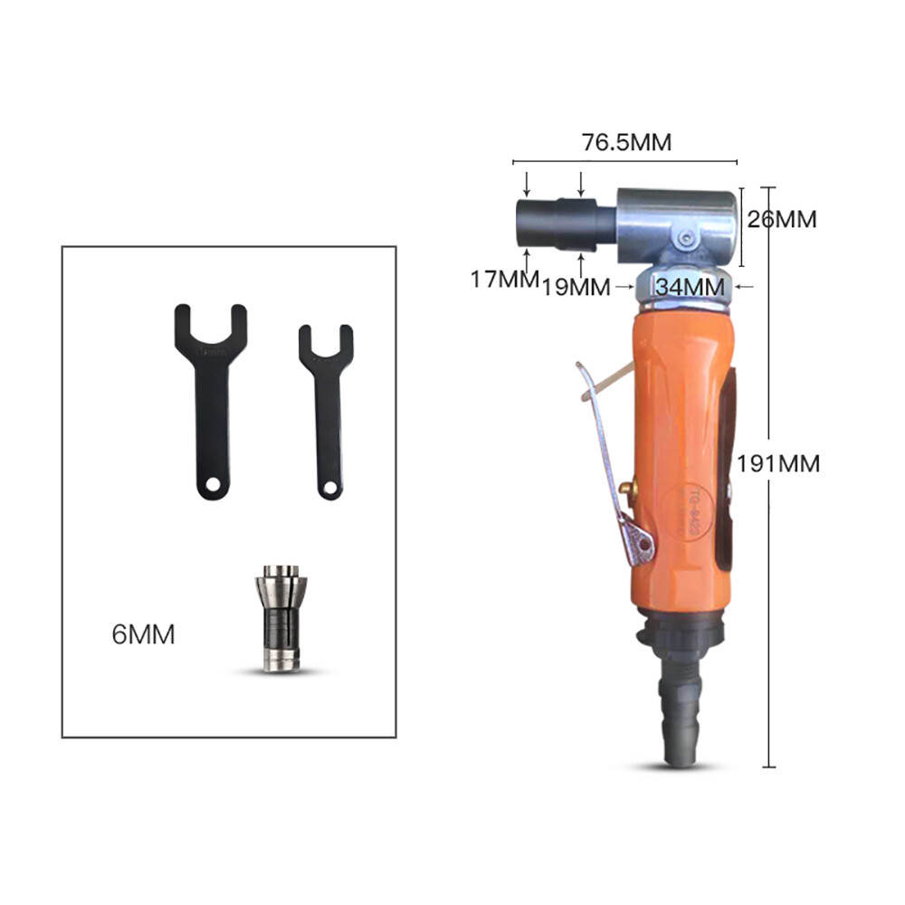 Pneumatic Right Angle Grinder Industrial Elbow Polishing Machine Chuck 6MM 4CFM