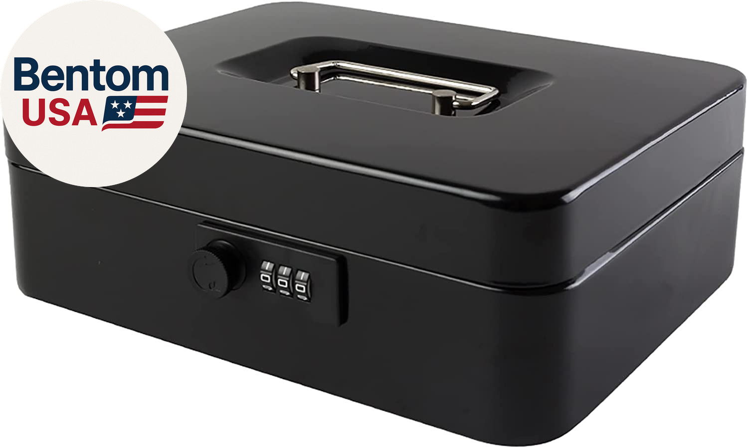 Large Cash Box with Combination Lock Safe Metal Money Box with Money Tray for Se