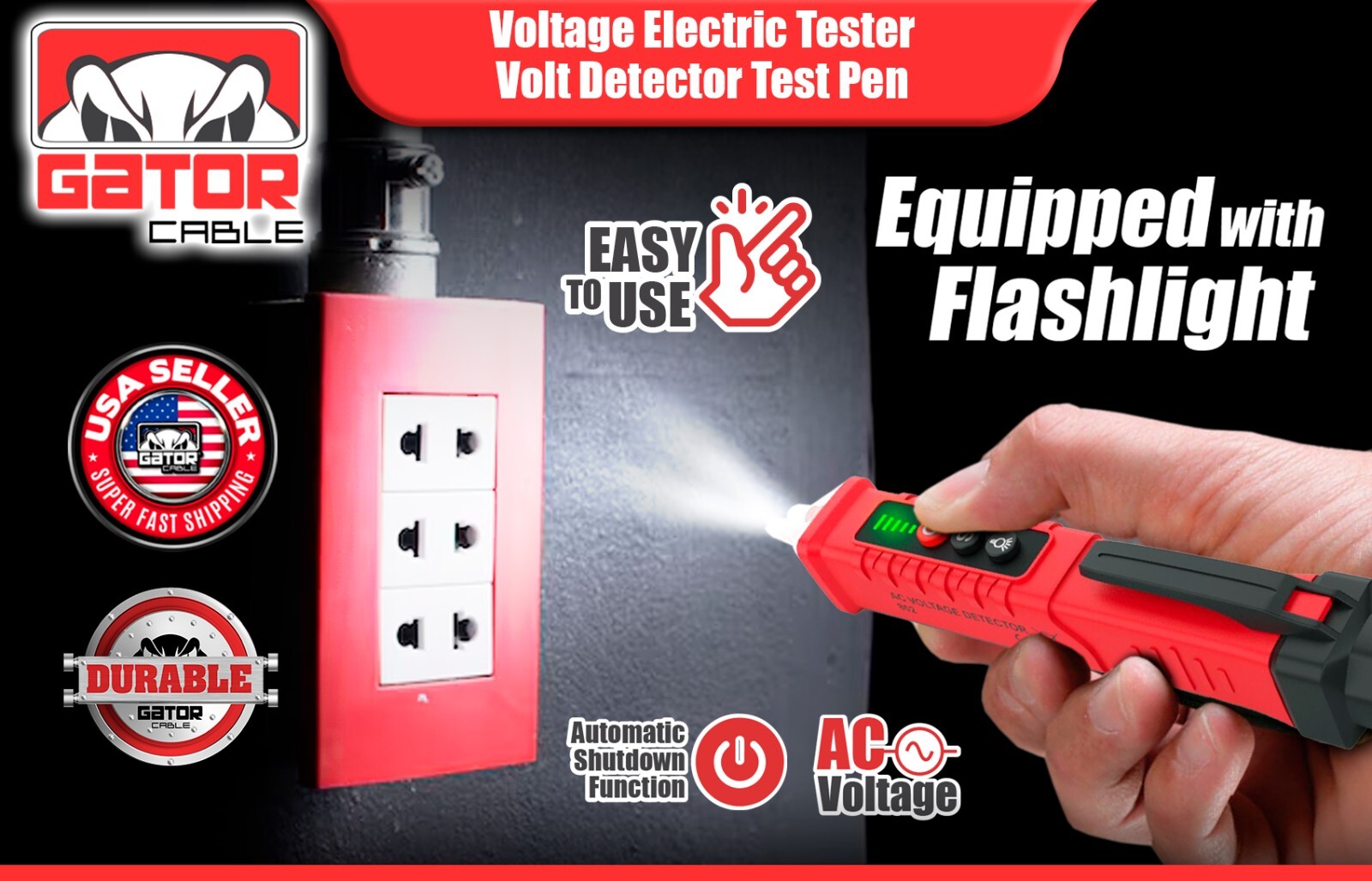 Voltage Electric Tester Volt Detector Test Pen Non-Contact Sensor AC DC 12-1000V