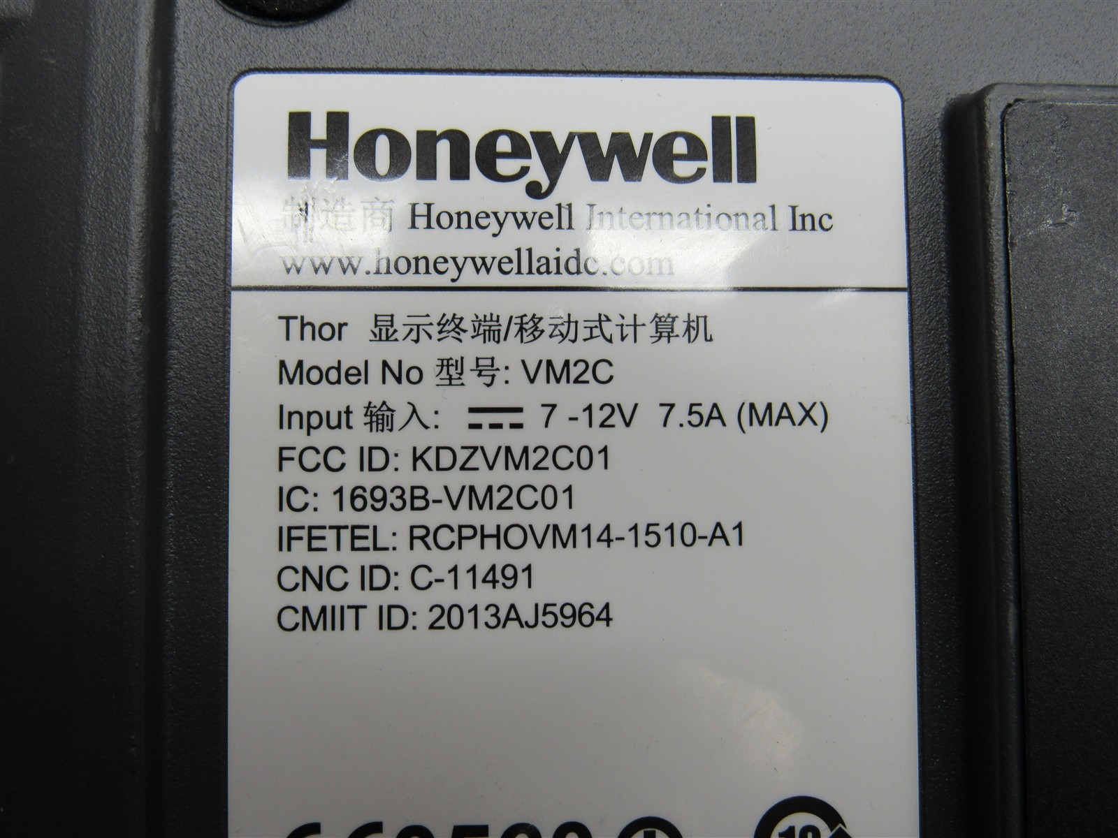 Honeywell Thor VM2C Mount Computer VM2C1A1A1AUS0AA Ram with OS