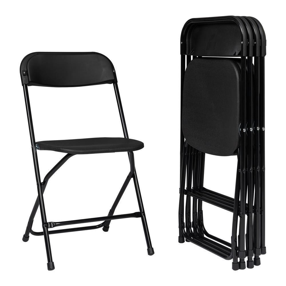 12 PCS Folding Plastic Chair Wedding Party Outdoor Indoor 360 LBS Capacity Black