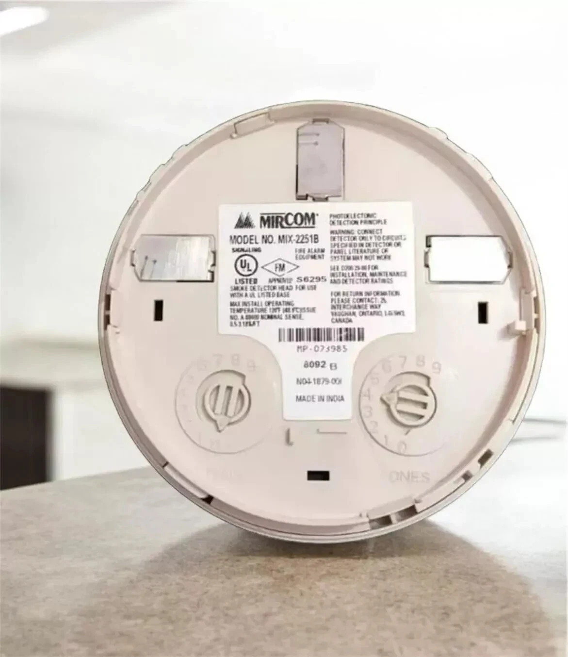 MIRCOM MIX-2251B PHOTOELECTRIC SMOKE DETECTOR FREE AND FAST SHIPPING