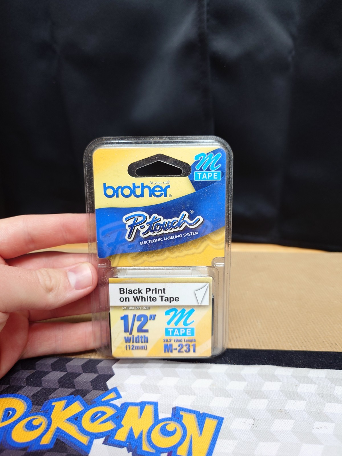 Brother P-Touch M-Tape M-231 1/2″ BLACK on WHITE .47 In × 26.2 Ft (12 mm × 8 m)