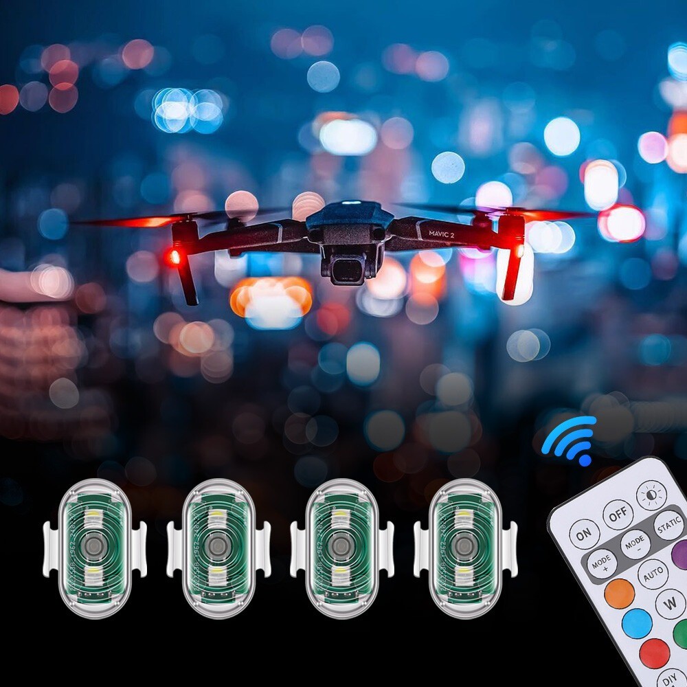4X Wireless LED Strobe Light 8 Colors Rechargeable Anti-Collision Warning Lights