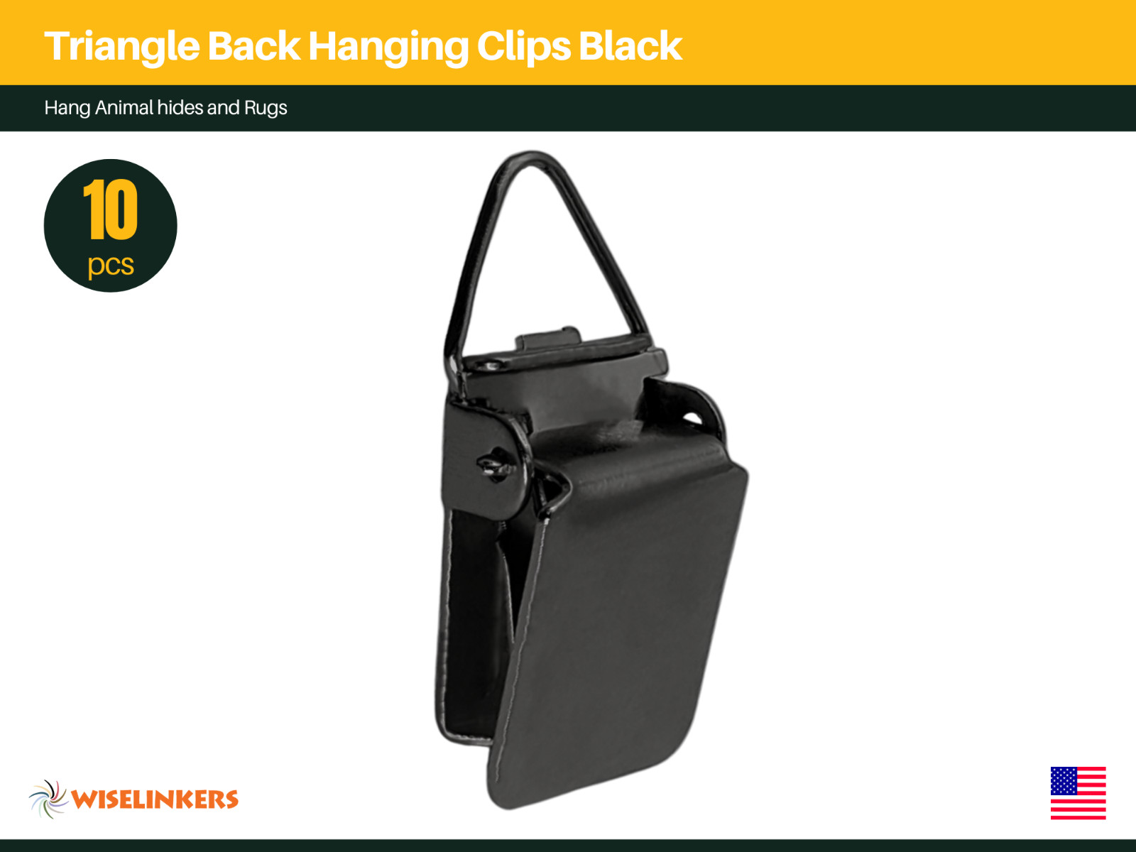 Triangle Back Hanging Clips Black Pack of 10 WISELINKERS