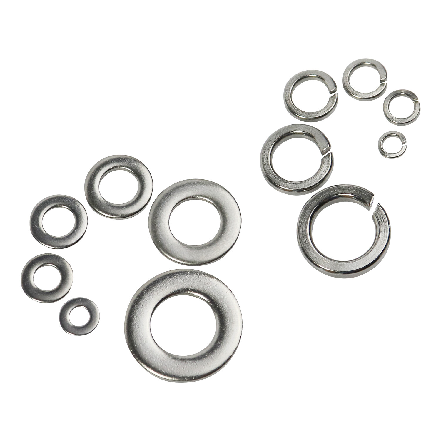 Split Lock and Flat Washer Assortment Set 304 Stainless Steel 400 Piece Silver