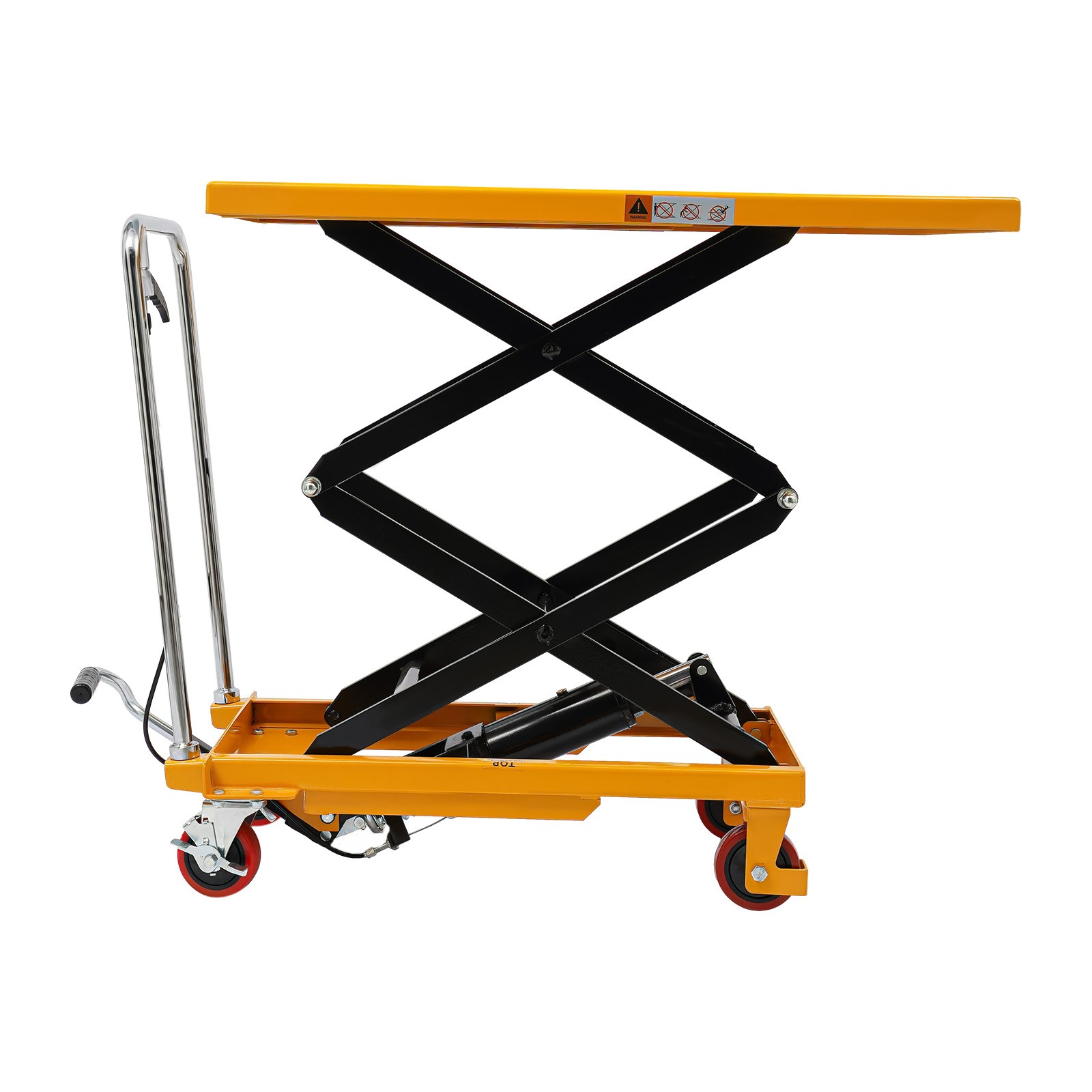 Hydraulic Lift Table Cart 770lbs 51″ Lifting Height Double Scissor w/ 4 Wheels