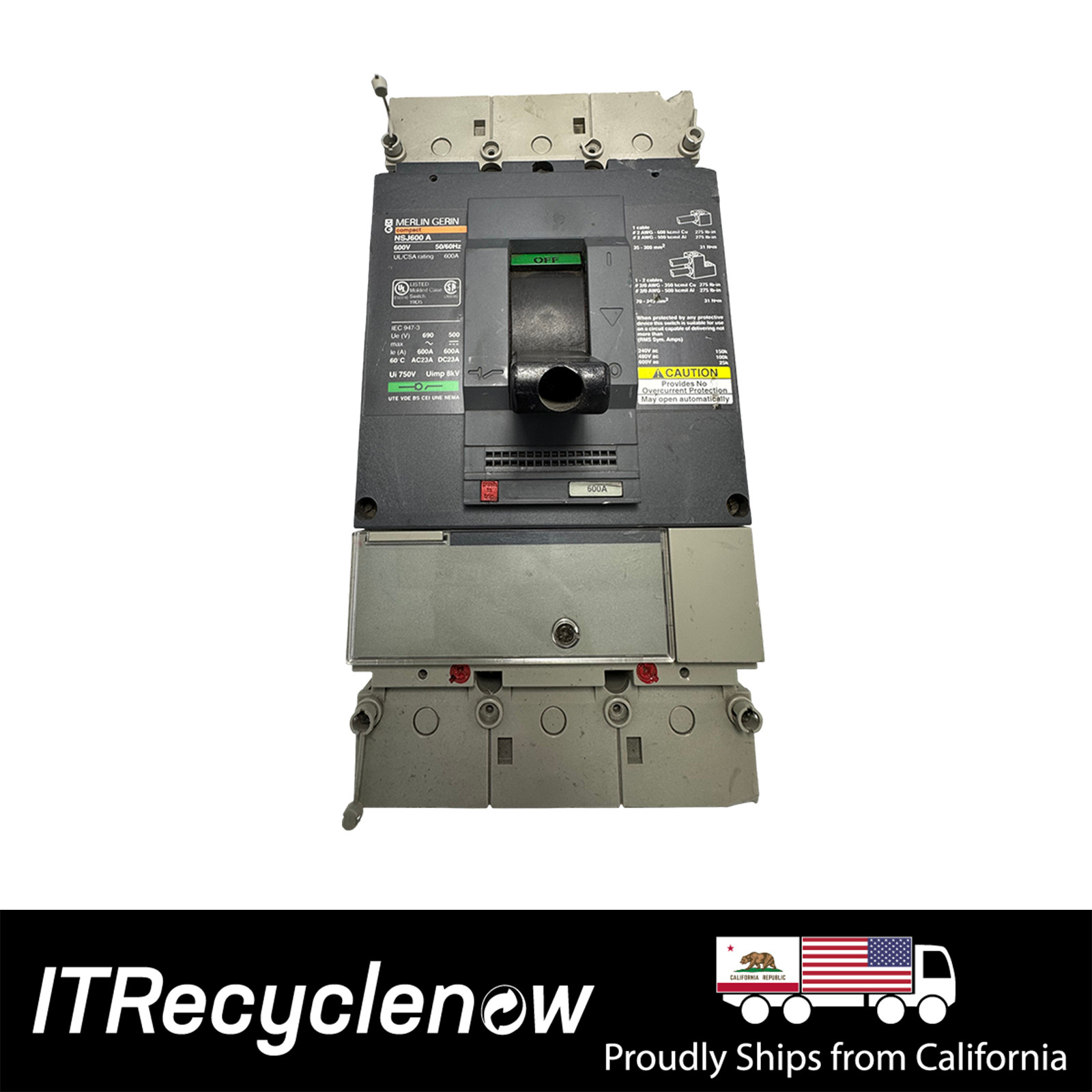 Merlin Gerin NSJ600A Non-Automatic Switch 600A 600VAC 3P Circuit Breaker Frame
