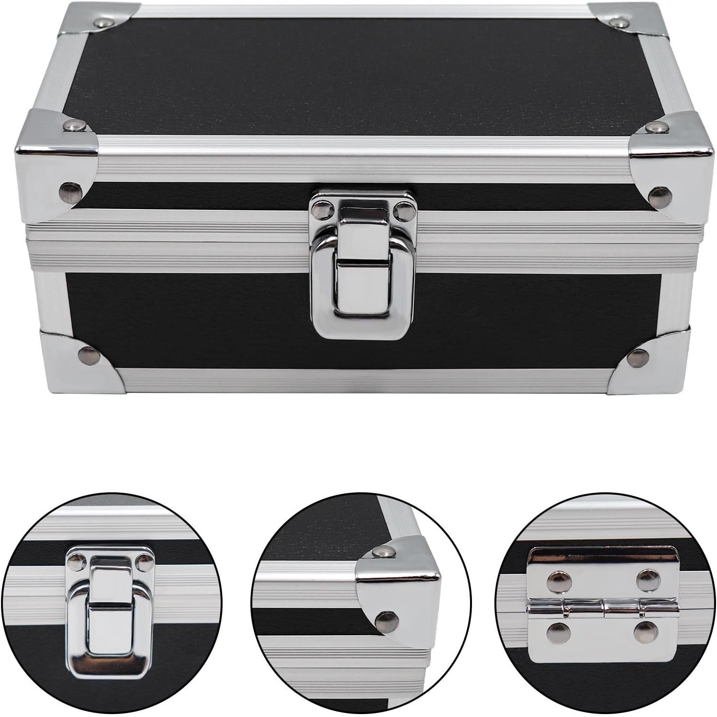 Lockable Cash Box with Key Metal Money Storage Organizer Coin Bill Case