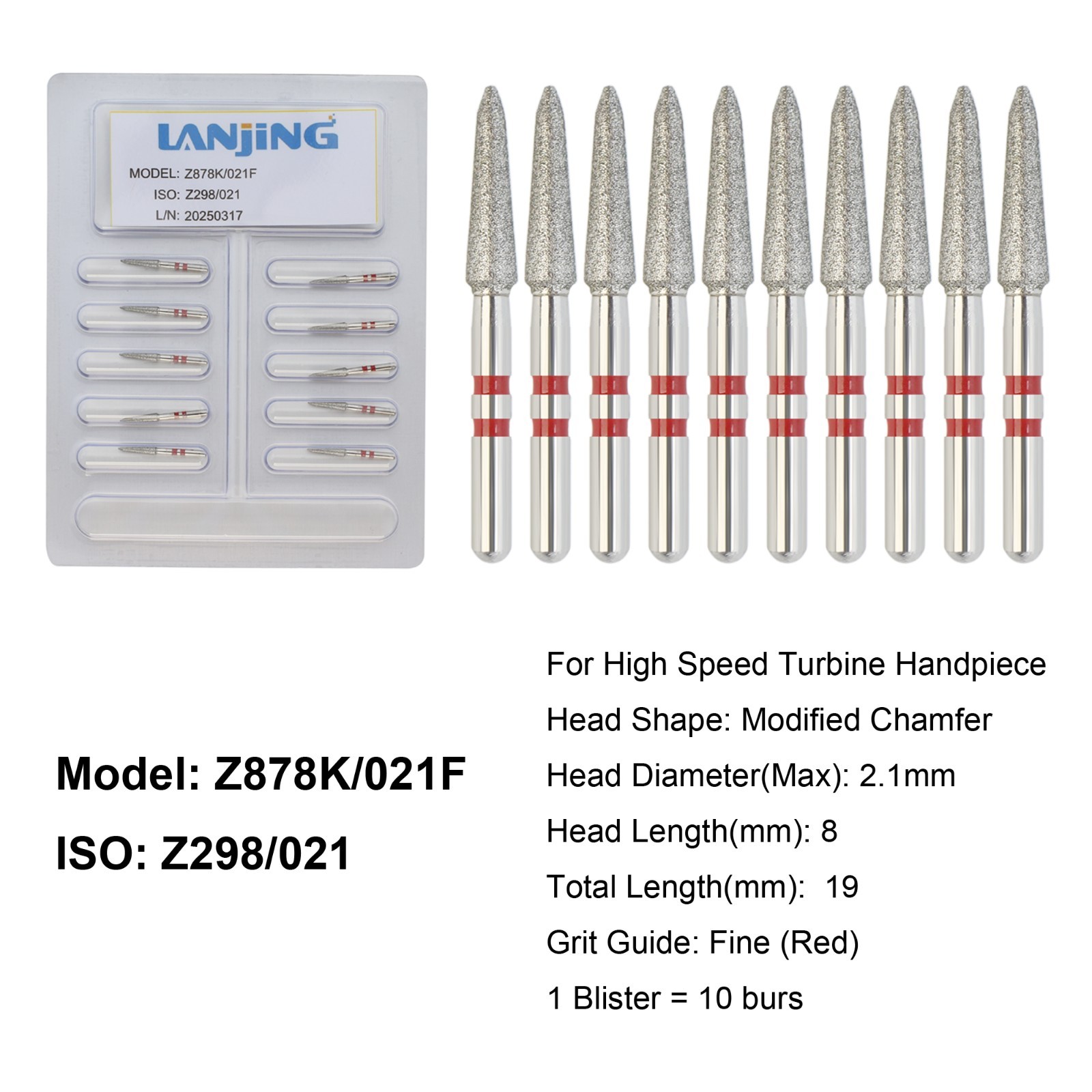 Dental Zirconia Cutting Diamond Burs FG Round End Taper Round Ball Football Z856