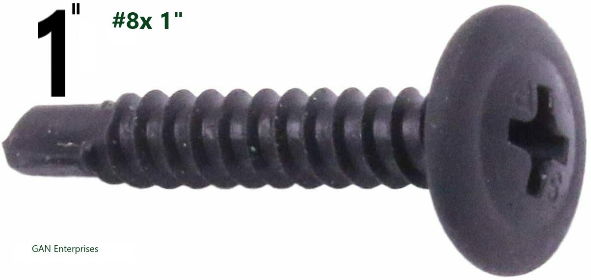 Modified Truss Head Self Drilling / Tapping Screws # 8 x 1″ K-Lath Black (1000)