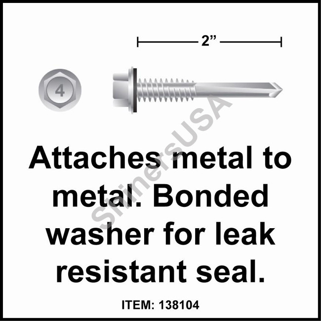 (1500) Self Drilling 410 Stainless Screw 12-24×2 TEK 5 w/Bonded Washer 138104