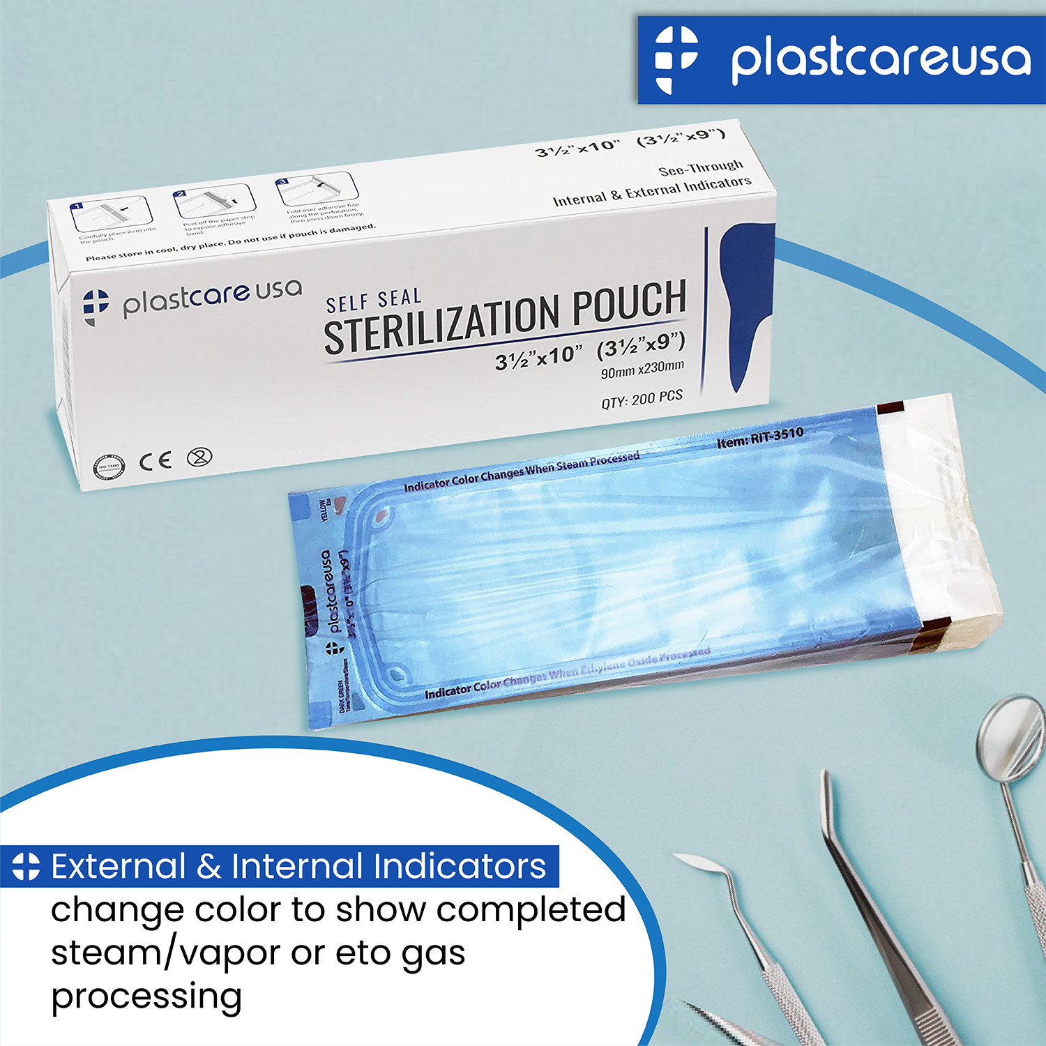 Self-Sealing Sterilization Pouch, 5.25″ x 10″, Paper/Blue Film (Case of 2000)