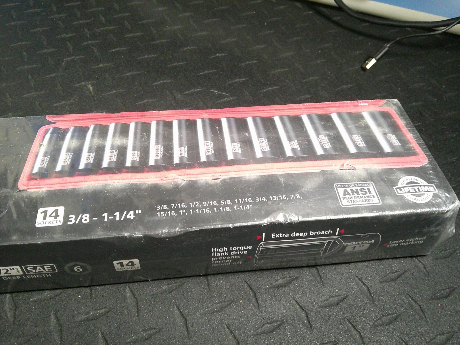 Tekton SAE Impact Deep Socket Set 1/2 Drive Chrome Vanadium 3/8″-1-1/4″ [C-0.5]