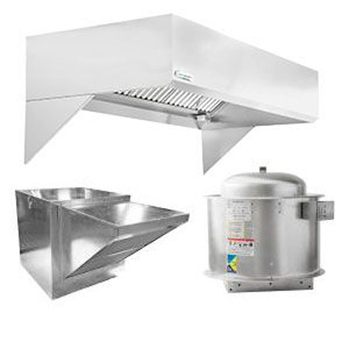 HoodMart 2010B 10 FT Restaurant Hood System w/ Makeup-Air, 18 Gauge Steel