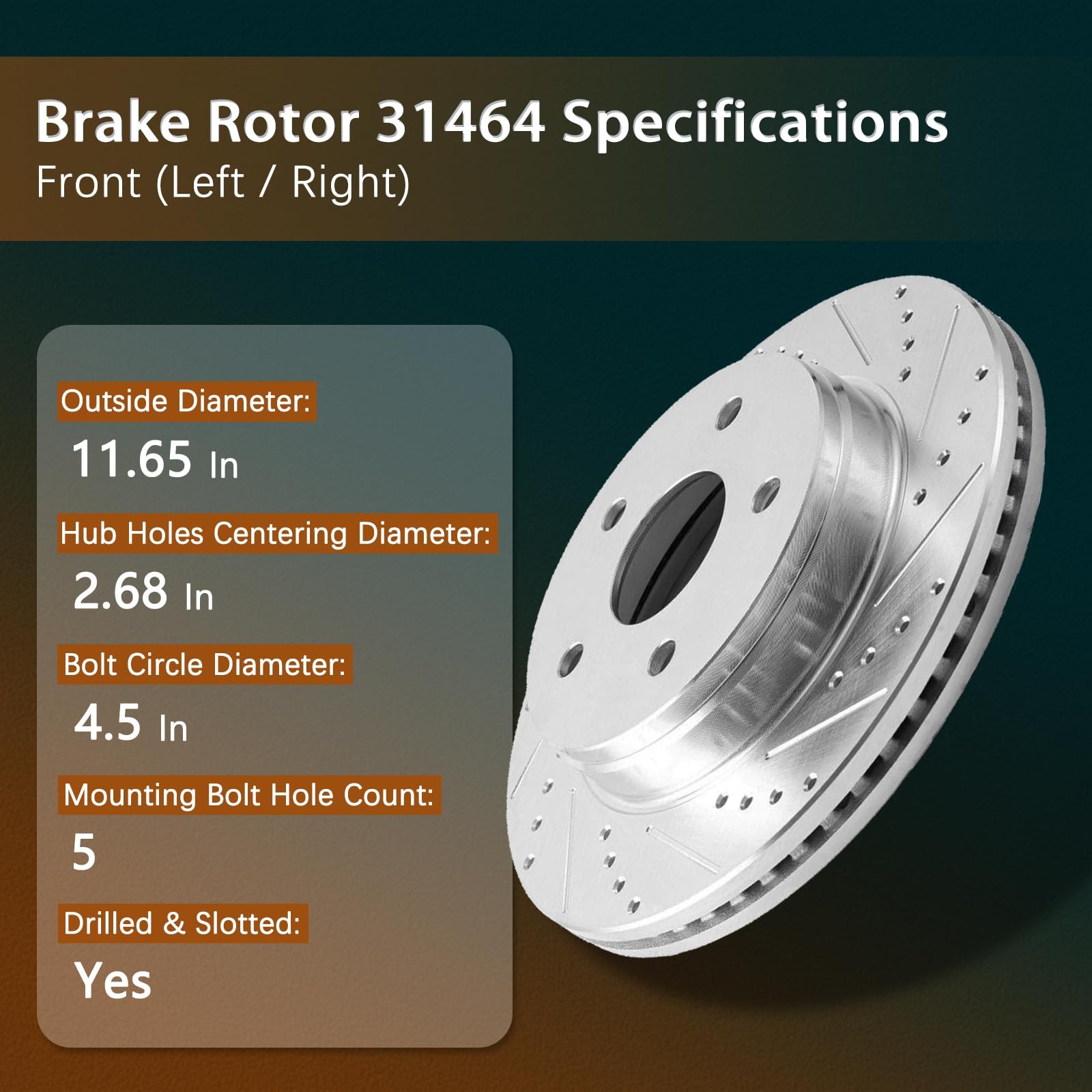 11.65 Front Brake Kit Drilled Slotted Rotors Pads Wheel Bearing Hub Altima 07-12