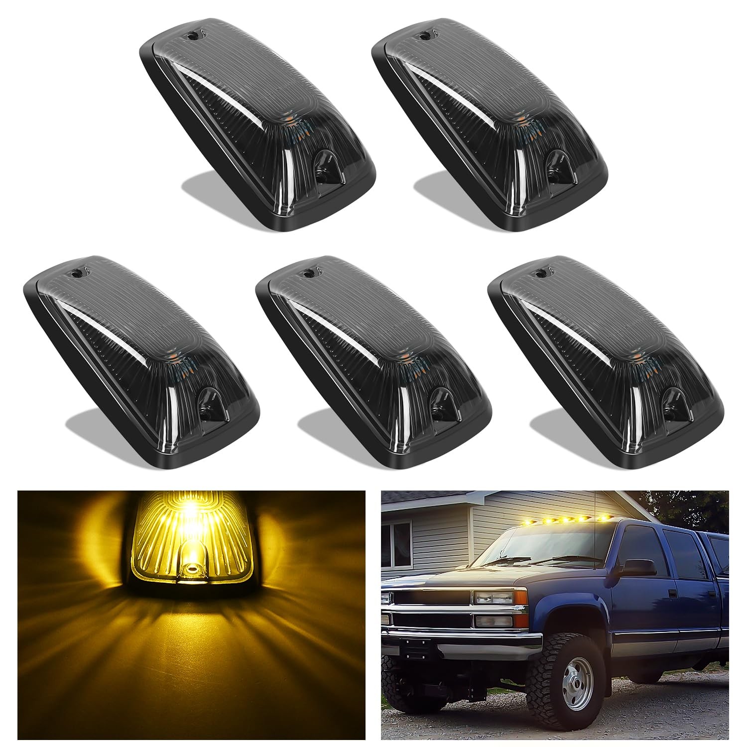 Smoked Amber LED Cab Marker Lights for 1988-2002 Chevrolet Pickup Trucks