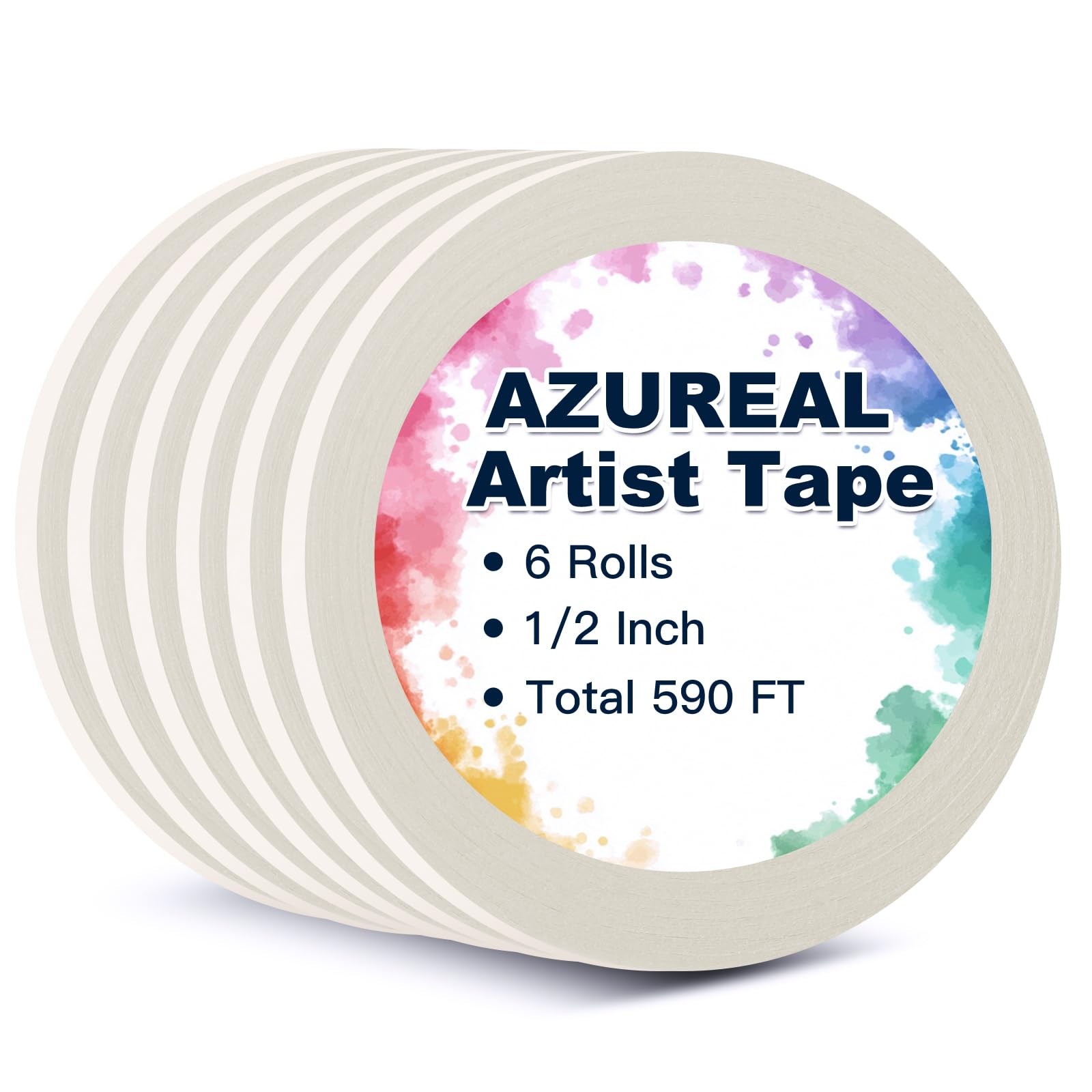 Artist Tape 6 Rolls, White Watercolor Tape for Paper Border, 1/2 Inch Wide an…