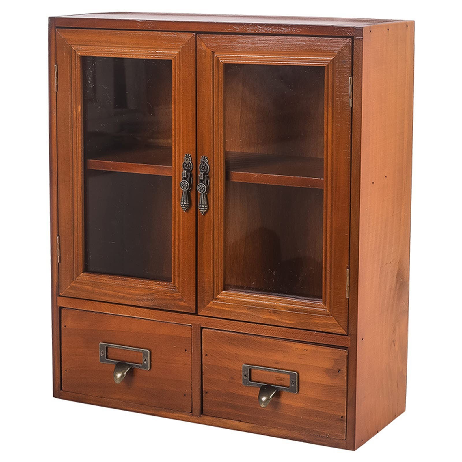 Rustic Vintage Mini Pine Counter Top Cabinet – 12″ L x 4.7″ W x 14″ H with 2 …