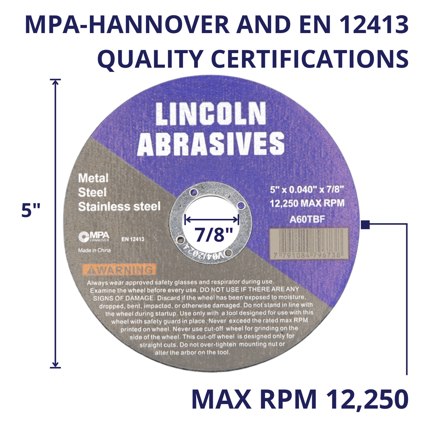 400-PK 5″ x .040″ x 7/8 Cut-off-Wheels Cutting Discs Steel & Metal